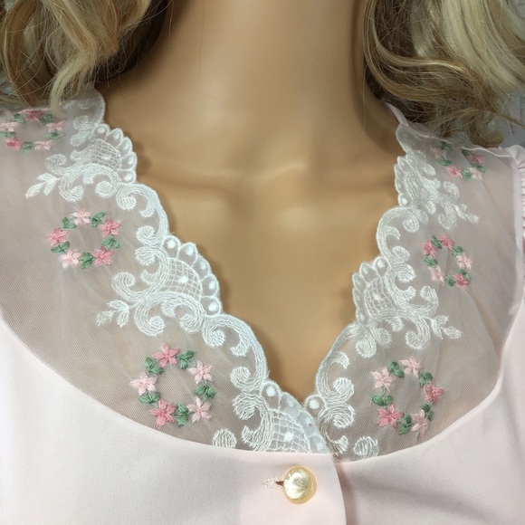 Shadowline Vtg. Pink Button Front Nightgown - Picture 3 of 7